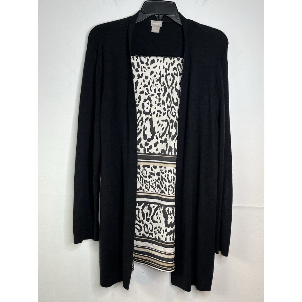 Chicos Set Snow Leopard Cardigan Sweater Long Sleeve Blouse Shirt Tank Wms 2 L